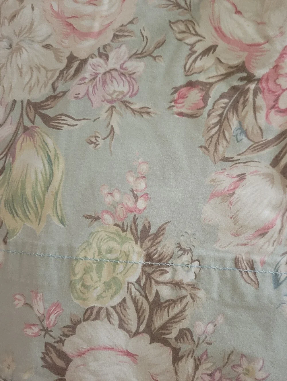 Ralph Lauren Home Charlotte Queen Flat Sheet Floral 90s Sage Green Vintage Roses